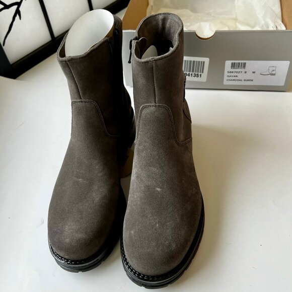 New! La Canadienne Gavan Gray Suede Buckle Bootie Waterproof Platform Size 8 M - Picture 1 of 6